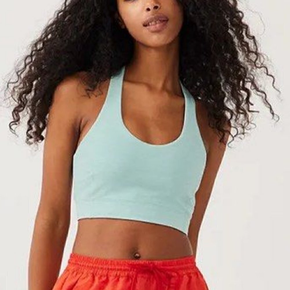 Outdoor Voices Doing Things Bra Caribbean Turquoise Orange Size XXS NWT